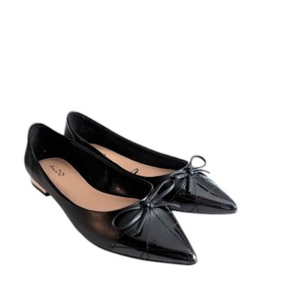 Aldo Marady Black Padded Footbed Pointed Cap Toe w/Bow Ballet Flats Size 6 NWOB - Picture 7 of 9